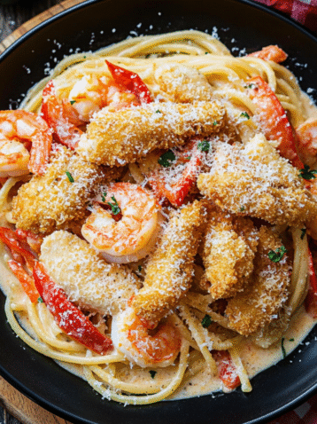 Chicken and Shrimp Carbonara – Easy Olive Garden Copycat