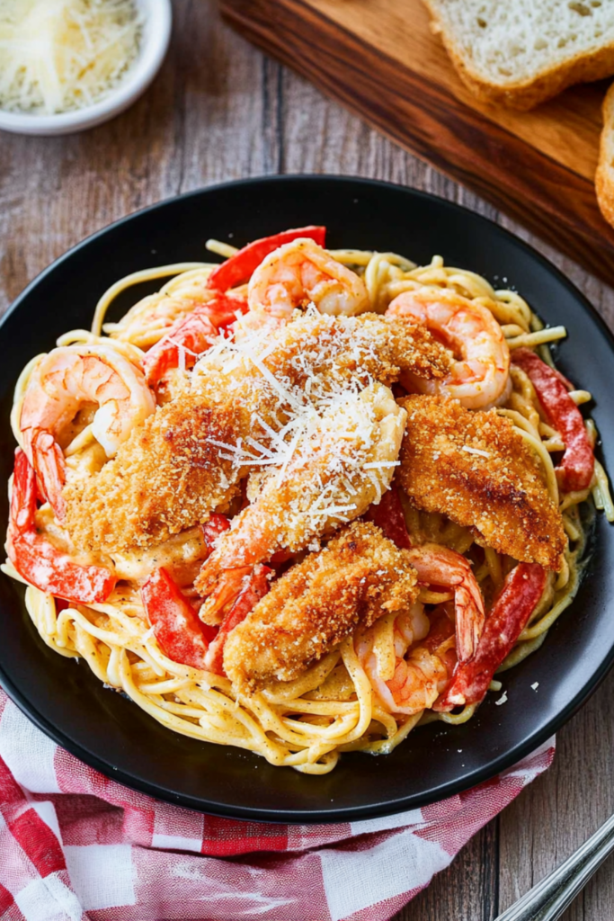 Olive Garden Chicken and Shrimp Carbonara