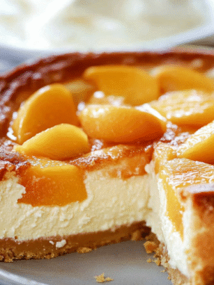 Peaches and Cream Cheesecake – Easy Olive Garden Copycat