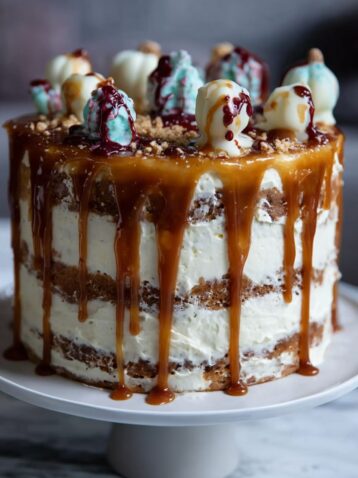 Cinnamon Spice Cake with Fig Buttercream, White Chocolate Ganache and Buttermilk Caramel Recipe