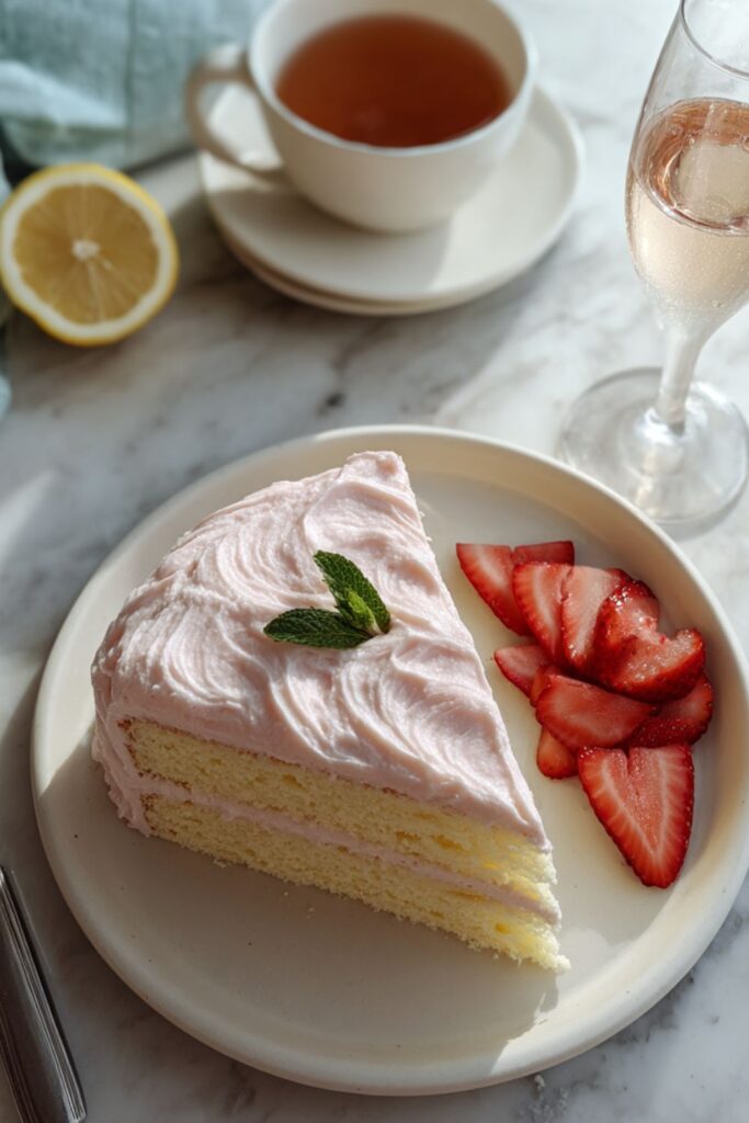Lemon Chiffon Cake with Strawberry Frosting Recipe