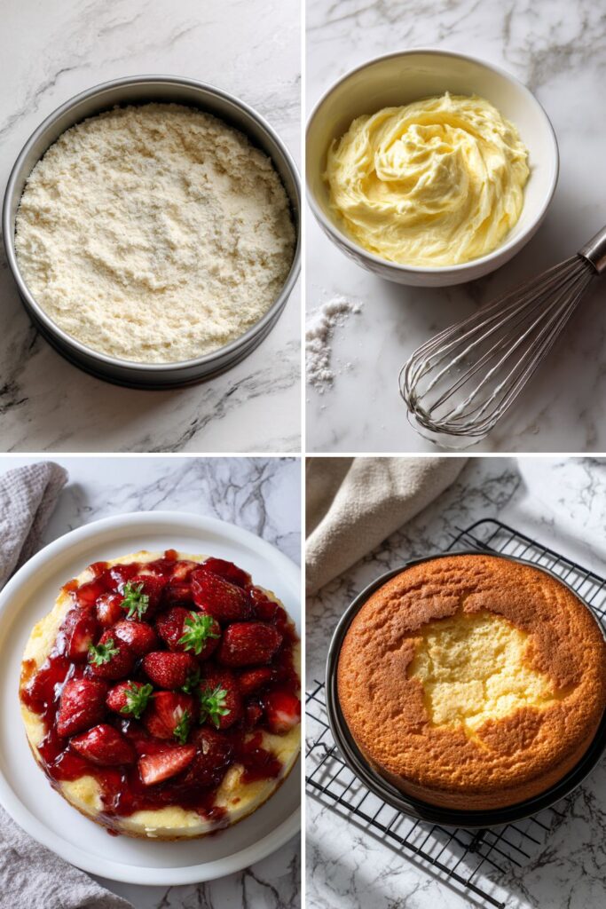 Lemon Sponge Cake with Glazed Strawberries Recipe