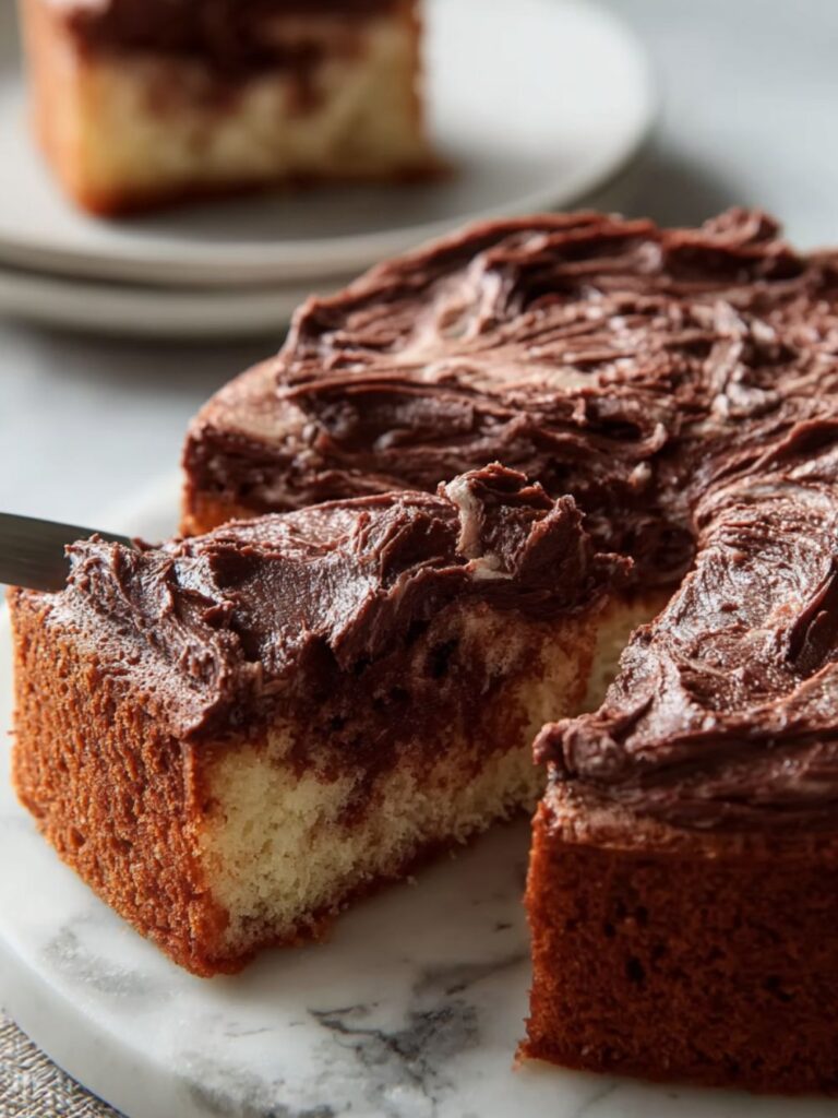 Marble Snacking Cake with Chocolate Frosting Recipe