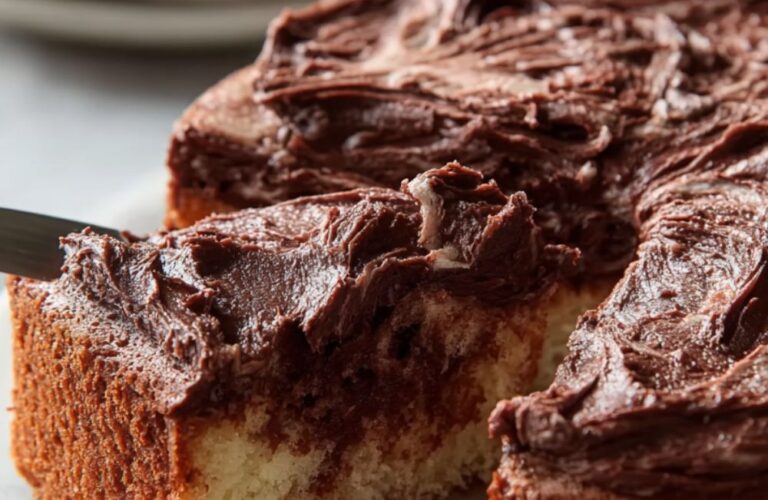 Marble Snacking Cake with Chocolate Frosting Recipe