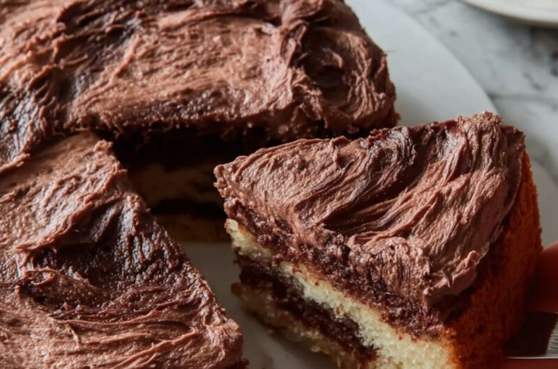 Marble Snacking Cake with Chocolate Frosting Recipe
