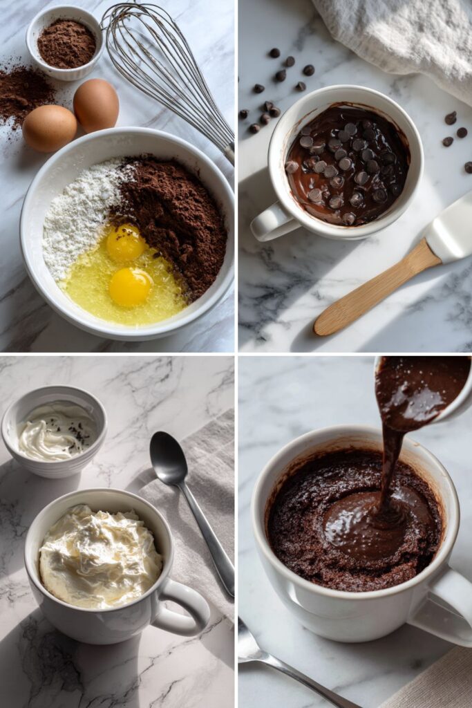 Microwave Chocolate Cake with Peanut Butter Cream Recipe