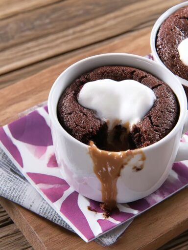 Microwave Chocolate Cake with Peanut Butter Cream Recipe