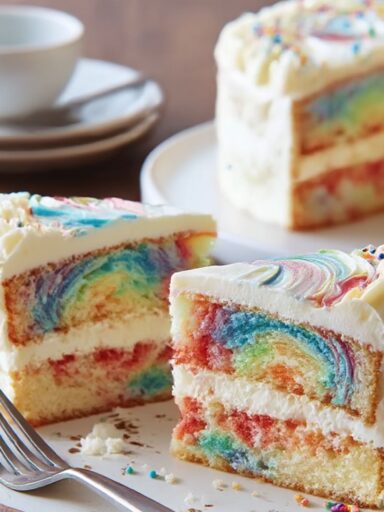 Rainbow Ribbon Cake Recipe