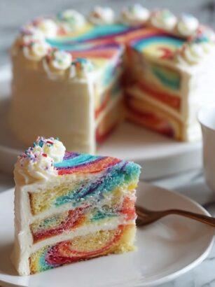 Rainbow Ribbon Cake Recipe