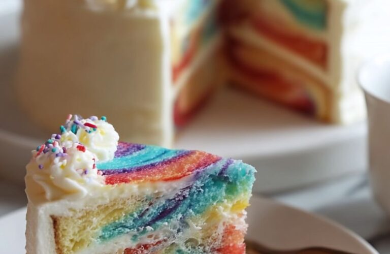 Rainbow Ribbon Cake Recipe