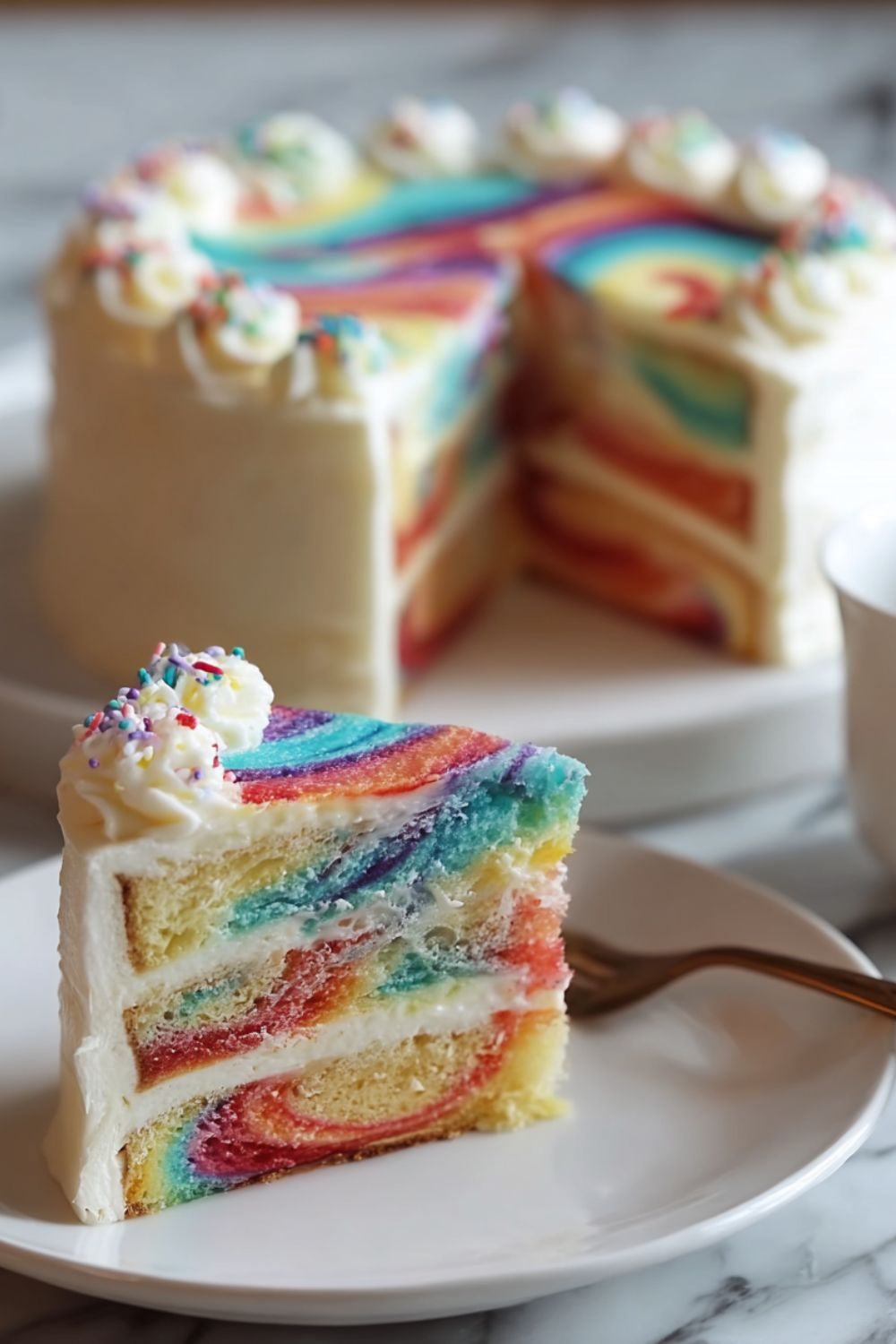 Rainbow Ribbon Cake Recipe - Lulu's Copycats