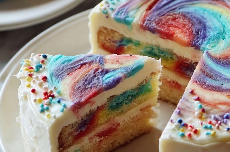 Rainbow Ribbon Cake Recipe