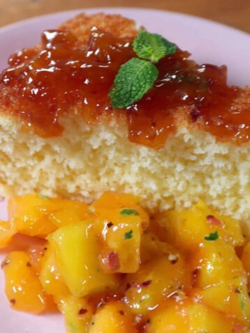 Angel Food Cake with Tropical Fruit Compote Recipe