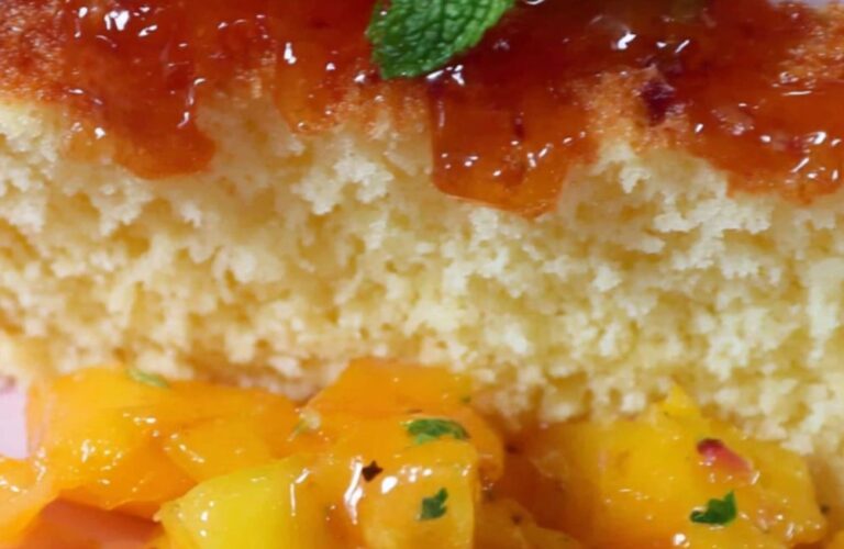 Angel Food Cake with Tropical Fruit Compote Recipe