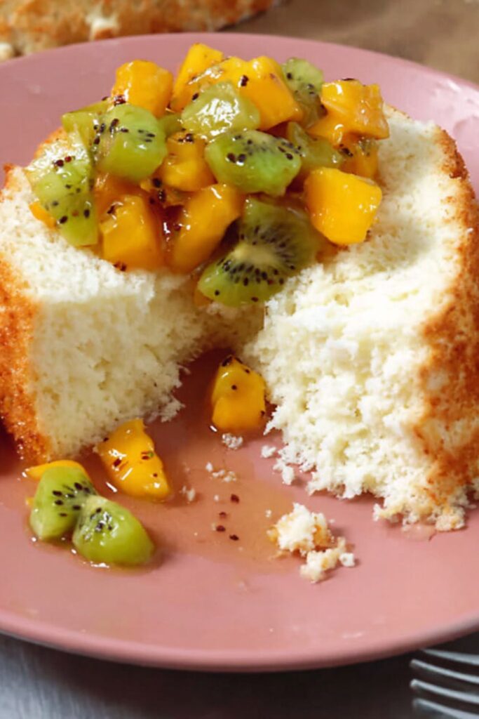 Angel Food Cake with Tropical Fruit Compote Recipe