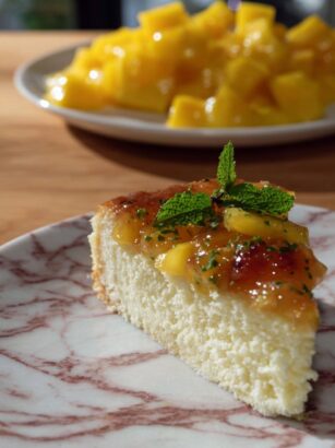 Angel Food Cake with Tropical Fruit Compote Recipe