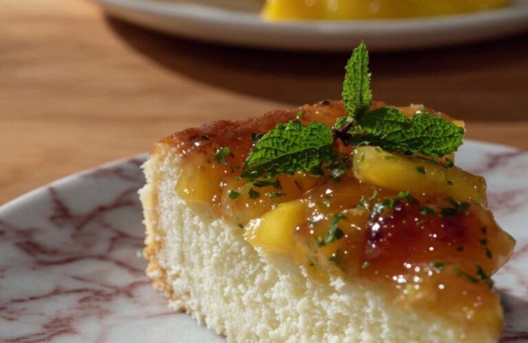 Angel Food Cake with Tropical Fruit Compote Recipe