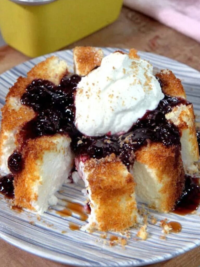 Angel Food Cake with Warm Cherry Sauce Recipe