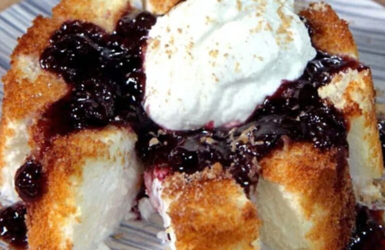 Angel Food Cake with Warm Cherry Sauce Recipe