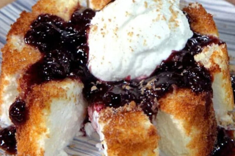 Angel Food Cake with Warm Cherry Sauce Recipe
