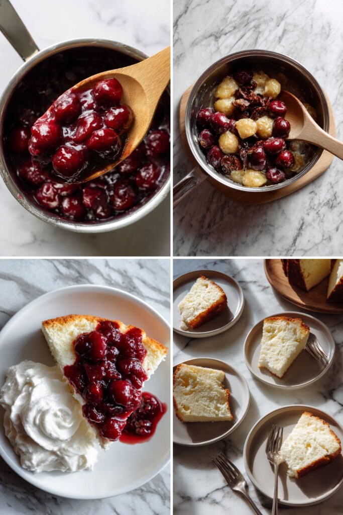 Angel Food Cake with Warm Cherry Sauce Recipe