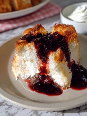 Angel Food Cake with Warm Cherry Sauce Recipe