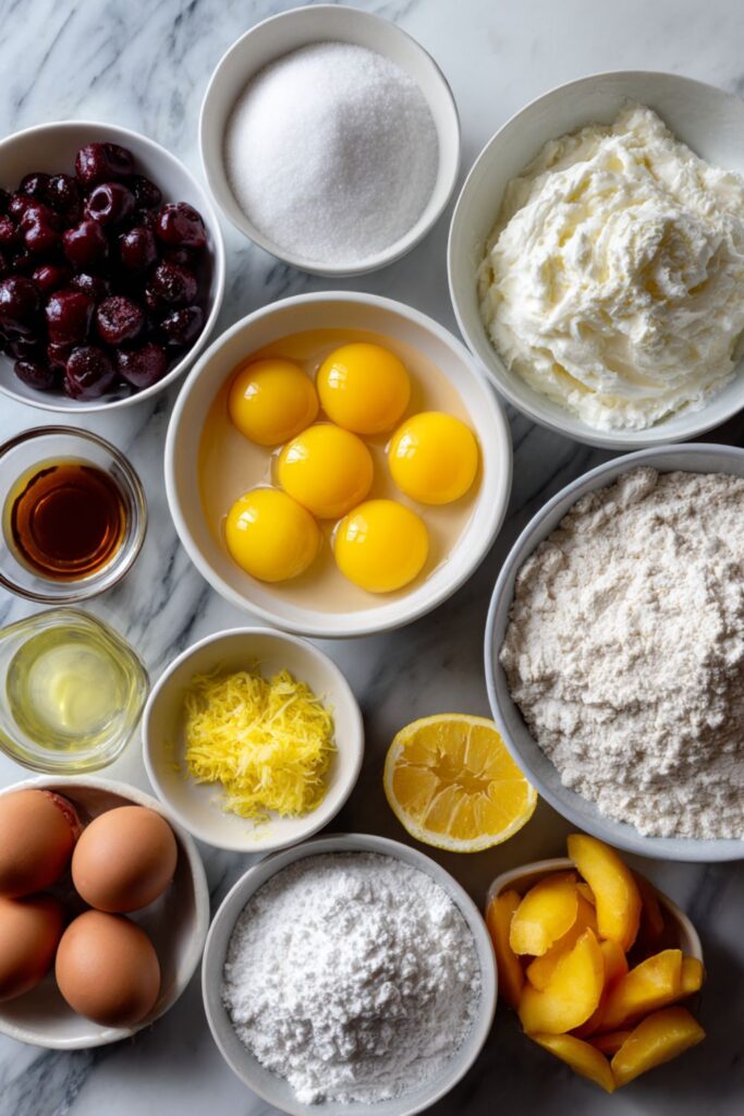 Grilled Sponge Cake with Peach and Cherry Compote Recipe