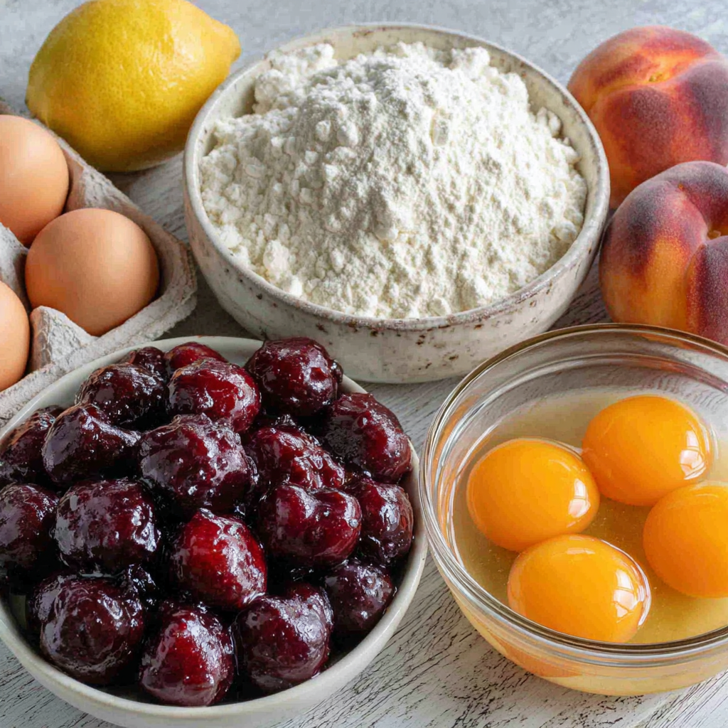 Grilled Sponge Cake with Peach and Cherry Compote Recipe