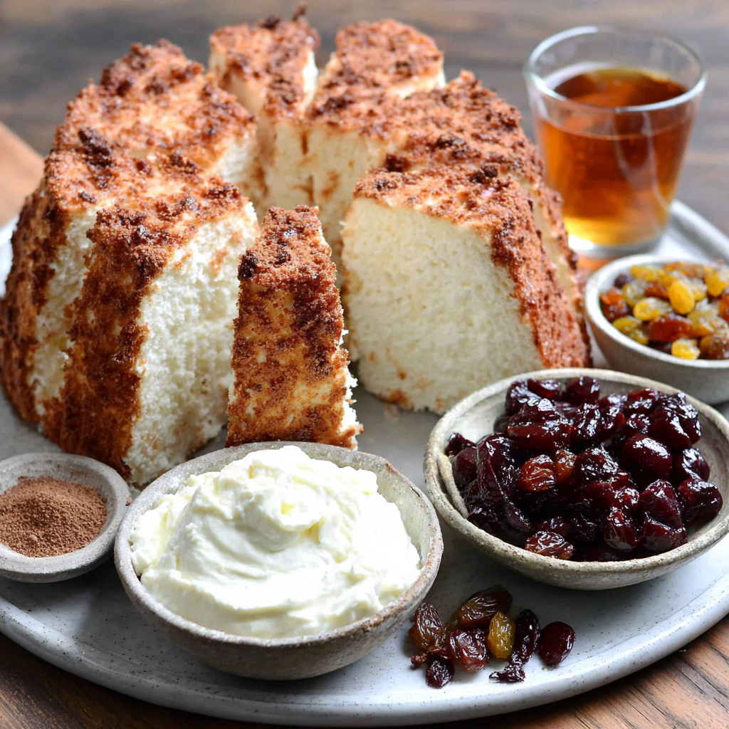 Angel Food Cake with Warm Cherry Sauce Recipe