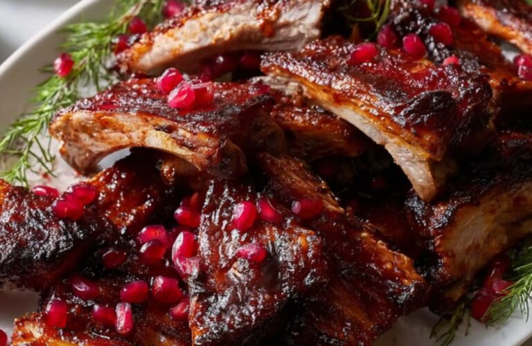 Pomegranate-Glazed Christmas Ribs Recipe
