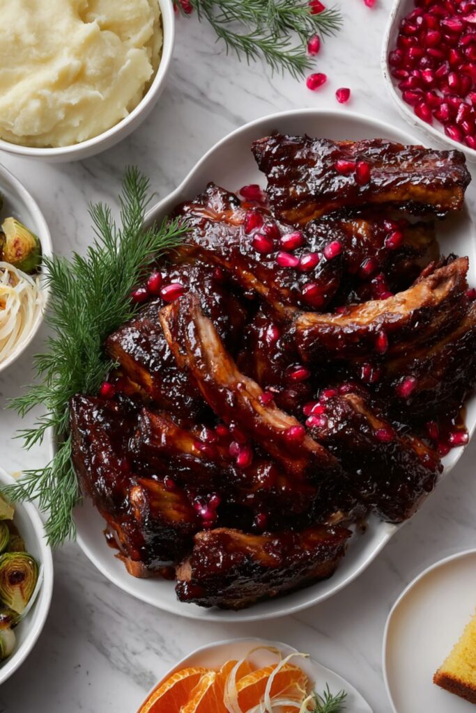 Pomegranate-Glazed Christmas Ribs Recipe