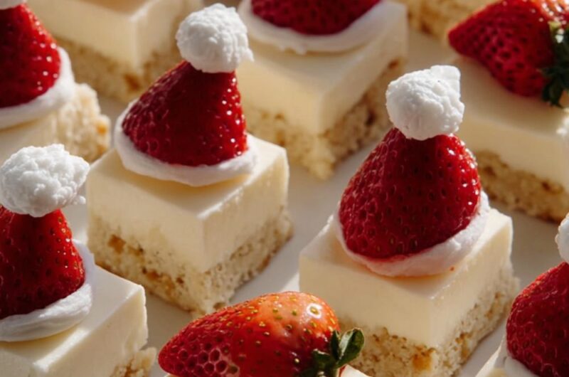 Santa Hat Crispy-Treat Cheesecake Squares Recipe