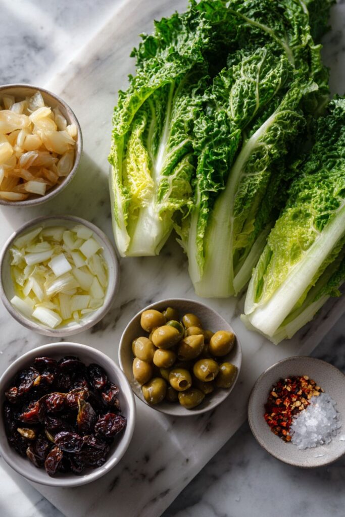 Braised Escarole with Olives and Raisins Recipe1