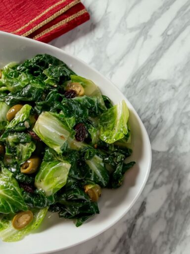 Braised Escarole with Olives and Raisins Recipe