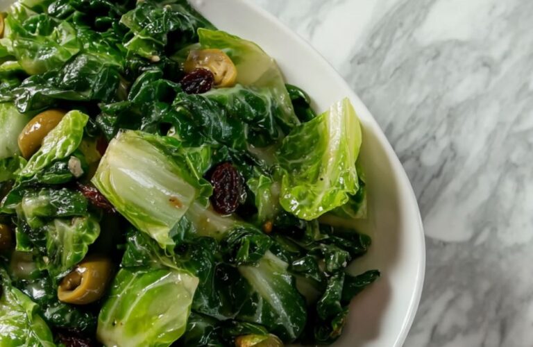 Braised Escarole with Olives and Raisins Recipe