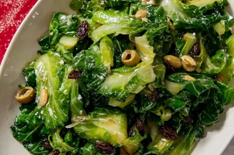 Braised Escarole with Olives and Raisins Recipe