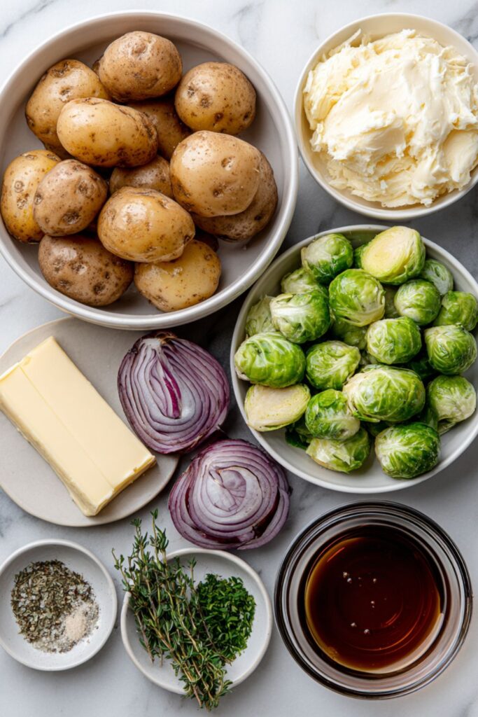 Glazed Brussels Sprouts and Potatoes Recipe