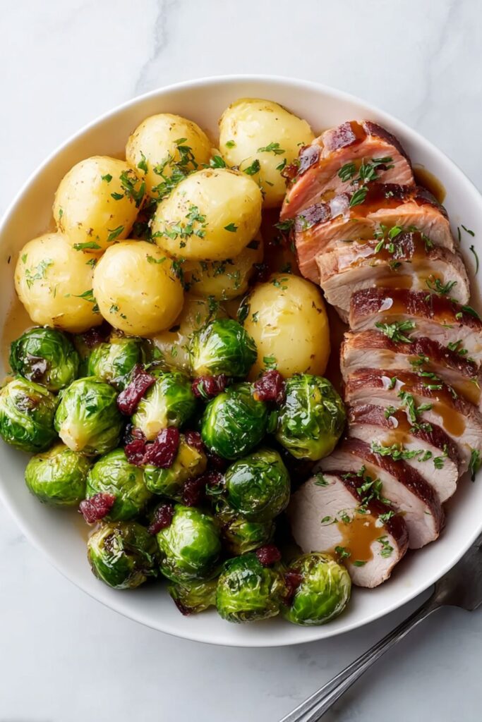 Glazed Brussels Sprouts and Potatoes Recipe