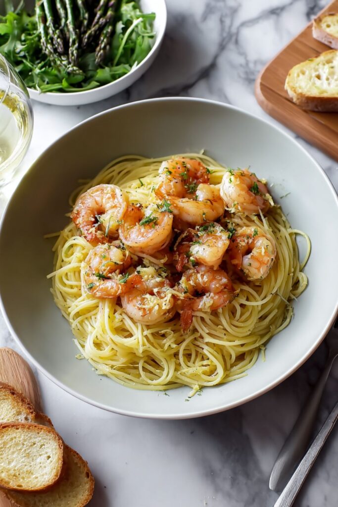 Lemon Pasta with Roasted Shrimp Recipe