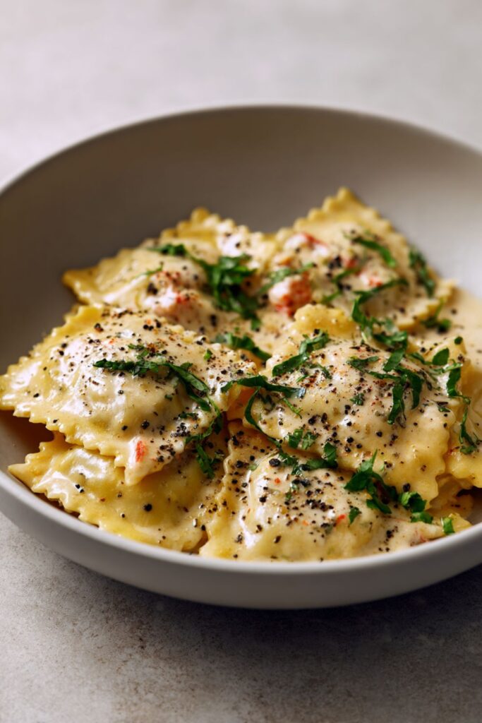 Lobster Ravioli with Pink Sauce