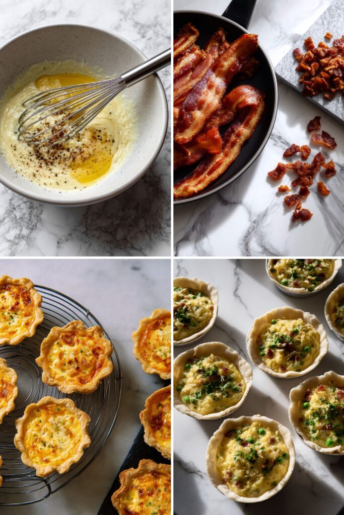 Mini Quiches with Peas and Bacon Recipe