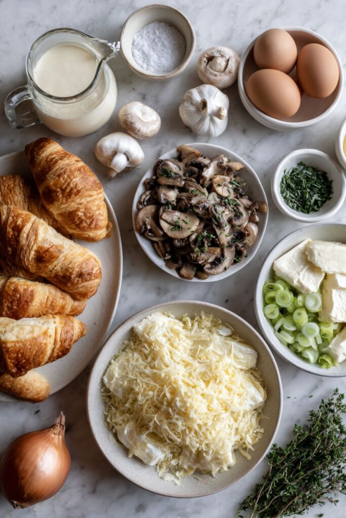 Mushroom and Gruyère Croissant Breakfast Casserole Recipe
