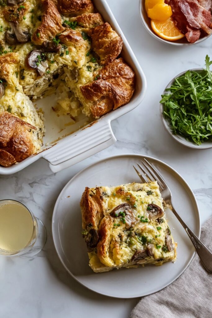 Mushroom and Gruyère Croissant Breakfast Casserole Recipe