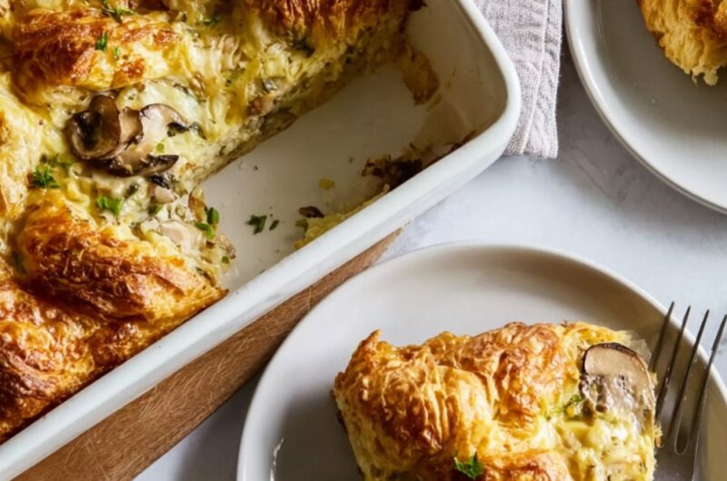Mushroom and Gruyère Croissant Breakfast Casserole Recipe