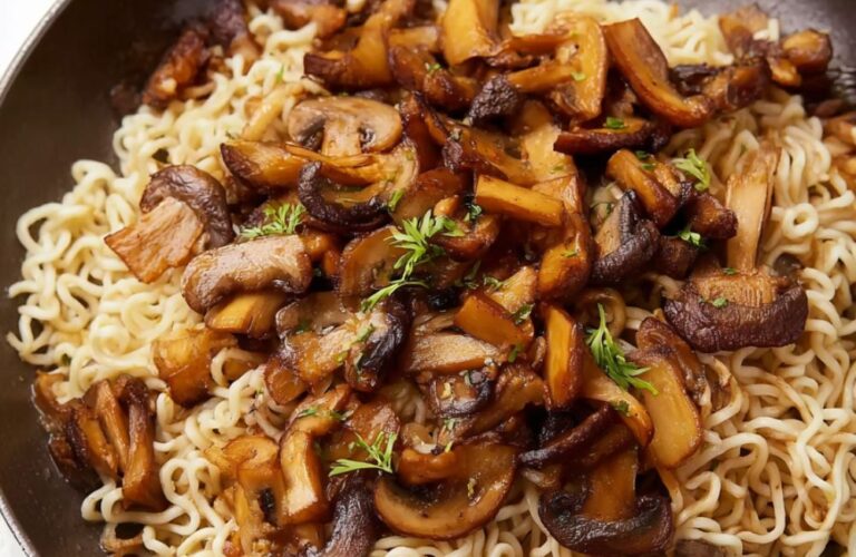 Mushrooms and Ramen Noodles Recipe