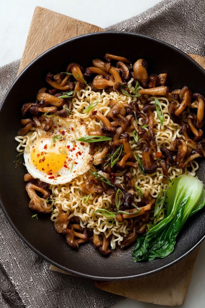 Mushrooms and Ramen Noodles Recipe