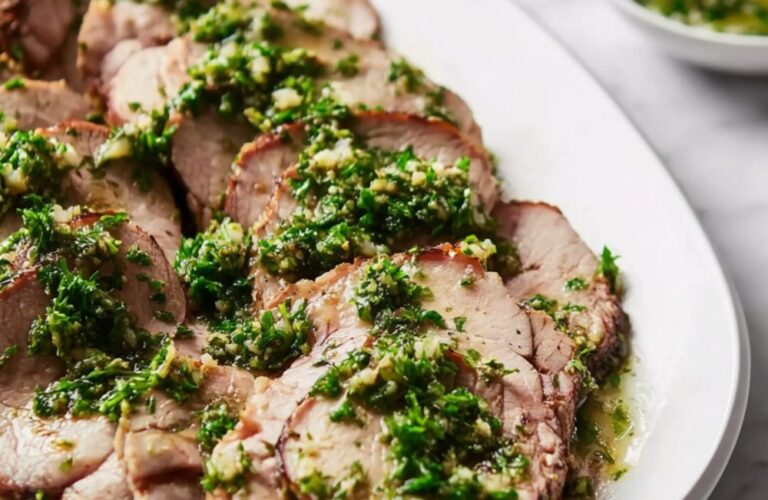 Olive-Stuffed Lamb Roulade with Salsa Verde Recipe