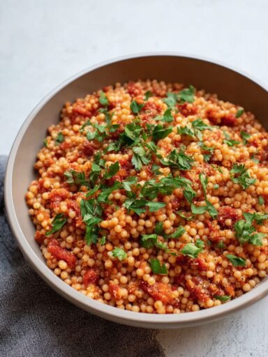 Pearl Couscous with Tomato Sauce Recipe