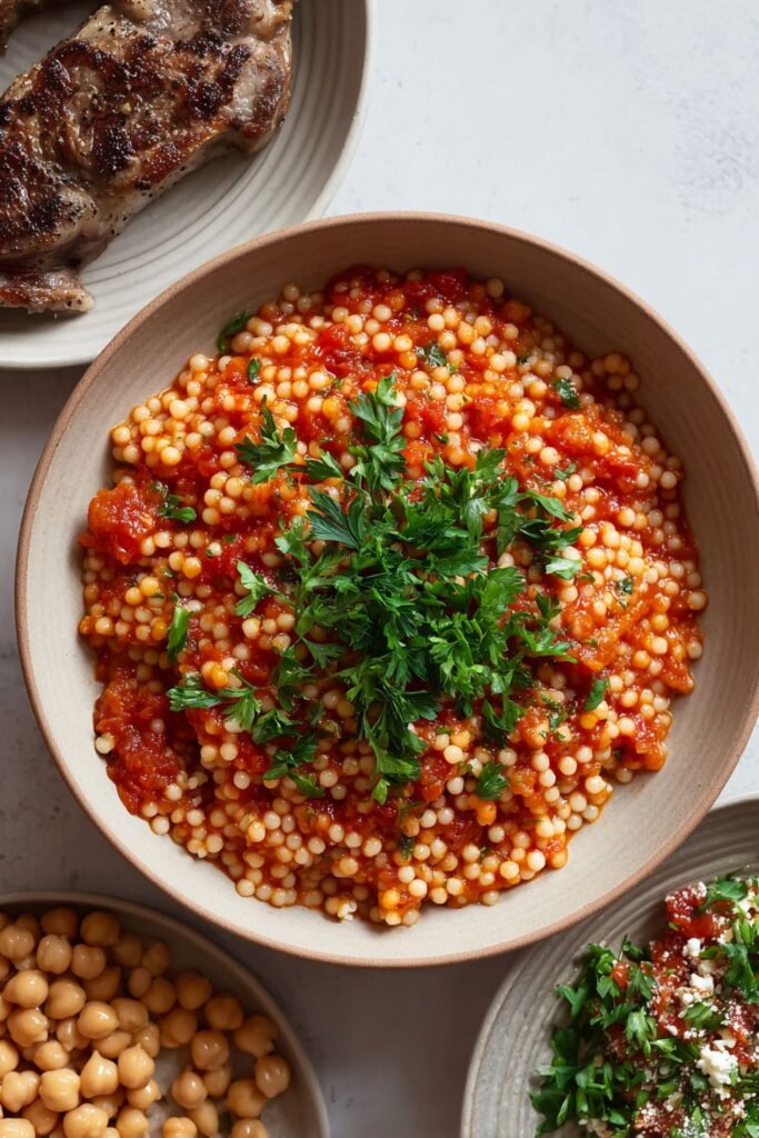 Pearl Couscous with Tomato Sauce Recipe