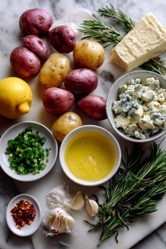 Roasted Potatoes with Warm Blue Cheese Sauce Recipe